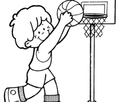 Coloriage Garçon joue au Basketball