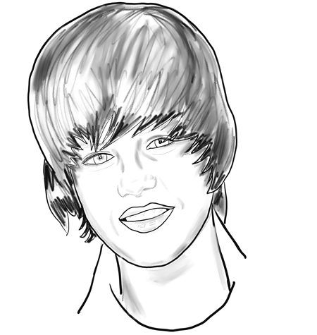 Coloriage visage Justin Bieber