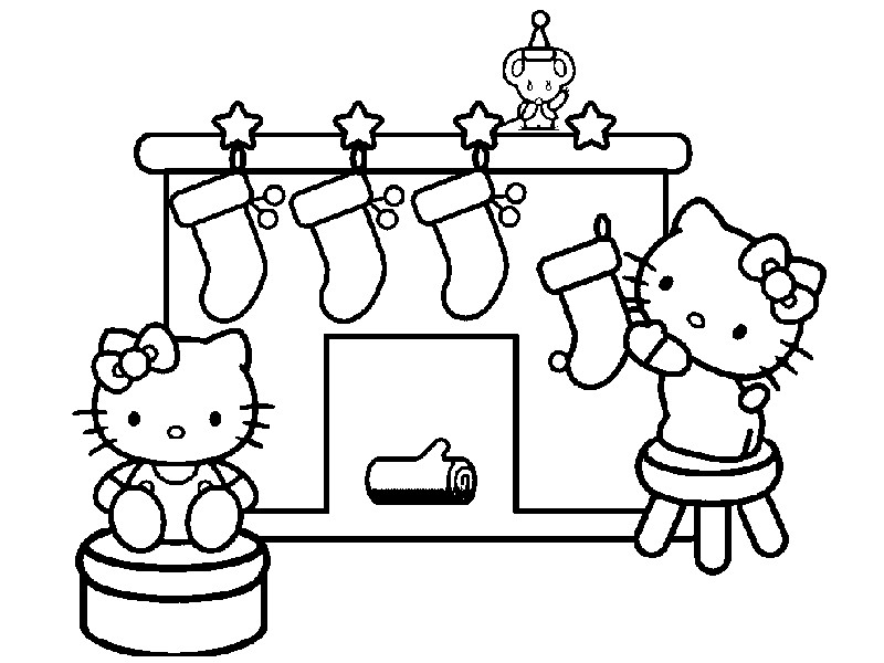 Coloriage Hello Kitty noel