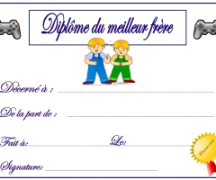 Diplôme meilleur frère